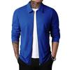 Men's Spring and Autumn Knitted Stand Collar Waffle Jacket Solid Zipper Outerwear Slim Fit Outdoor Top