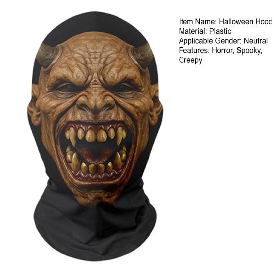 Horror Halloween Masque Adults Scary Full Head Hood Prop for Halloween Party Cosplay Costume Role Playing Accessory