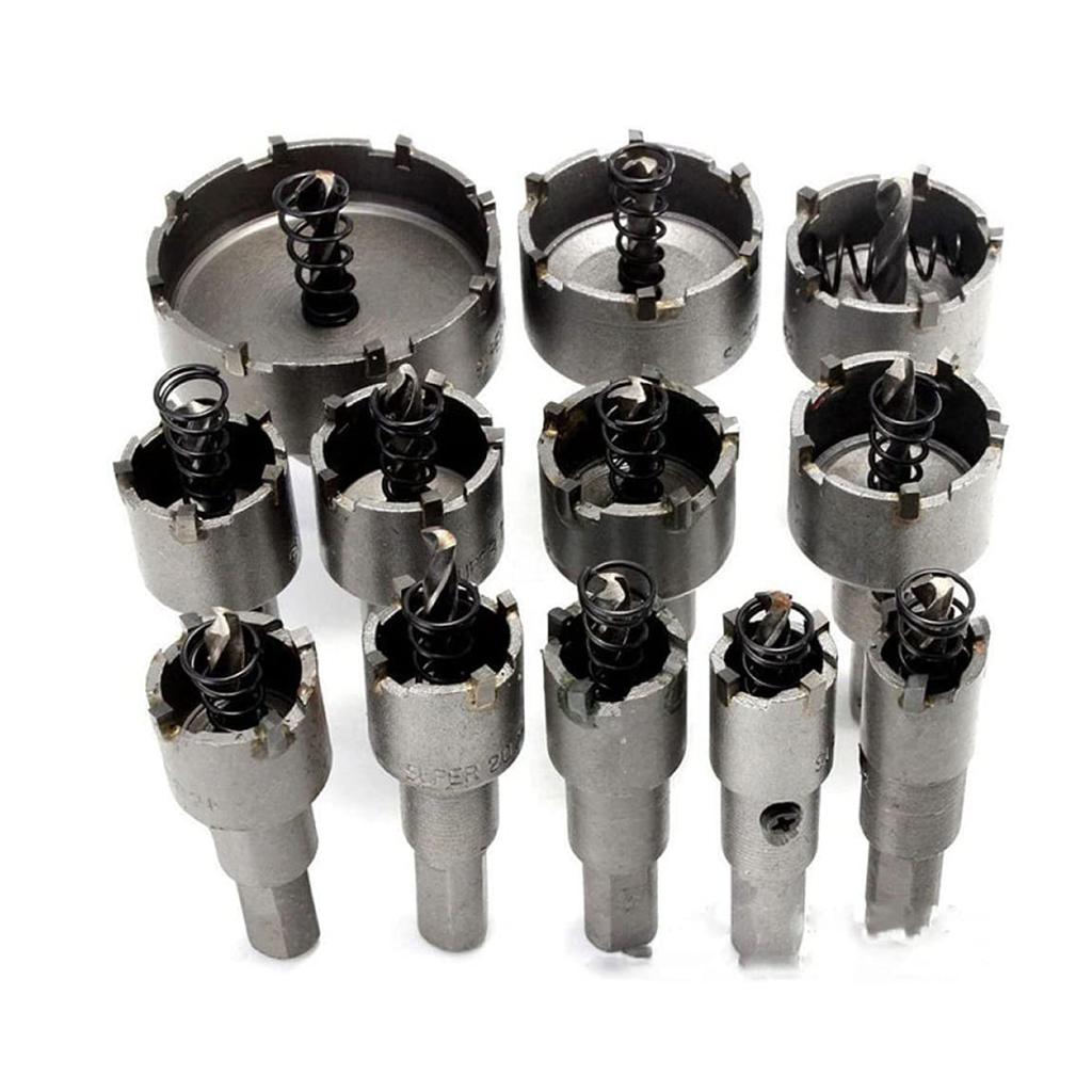 12Pcs Hole Saw Set  Carbide Hole Cutter Set Metal Fit  for Plastic  Wood Stainless Steel Copper