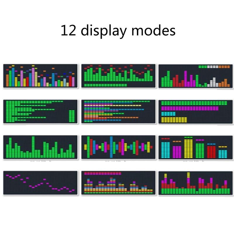 LED Music Spectrum Display RGB Colorful 1624 Segment Rhythm Light Level Voice Sensor Clock Display 384 LEDs 20 Dynamic