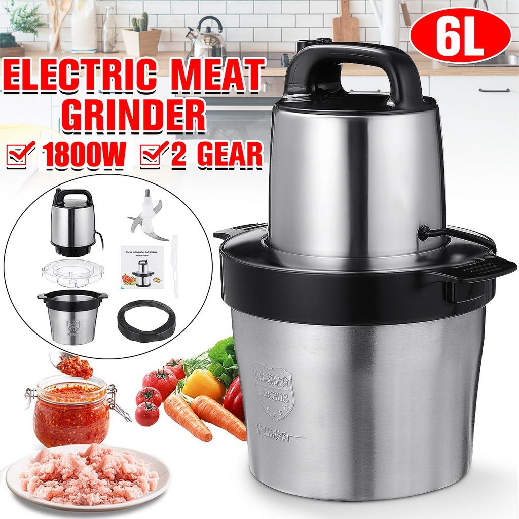 Tritacarne Elettrico 1800W 6L Tritatutto 2Velocità 4Lame Mixer Alimentare Automatico Cucina Acciaio Inossidabile Tritacarne Elettrico