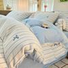 Thickened Milk Fleece Bed Four-Piece Set, Fleece Coral Fleece Bed Sheet Quilt Cover, Bedding Three-Piece Set