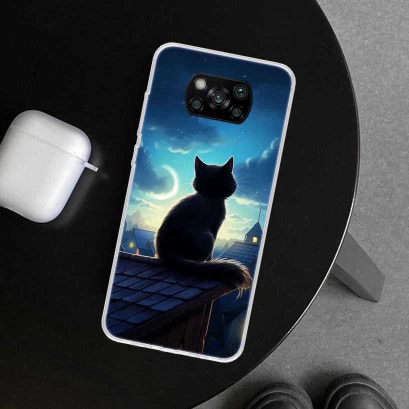Anime Cat Rain Animal Phone Case Cover for Xiaomi Poco X6 X5 X7 Pro F7 Ultra Redmi 15C 15 13C 13 12C 12 10C 10 10A 9C 9A 9T 9 Co