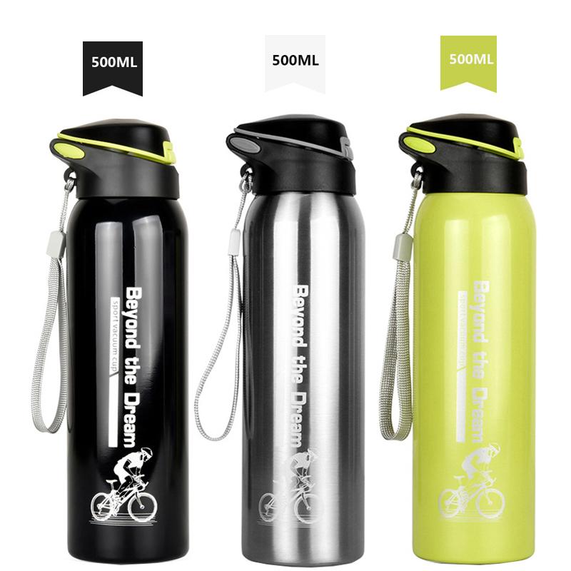 500ML Outdoor Sport Fahrrad Wasserflasche Vakuum Edelstahl Radfahren Wasserbecher Thermo Getränkebecher Reise Radsportausrüstung