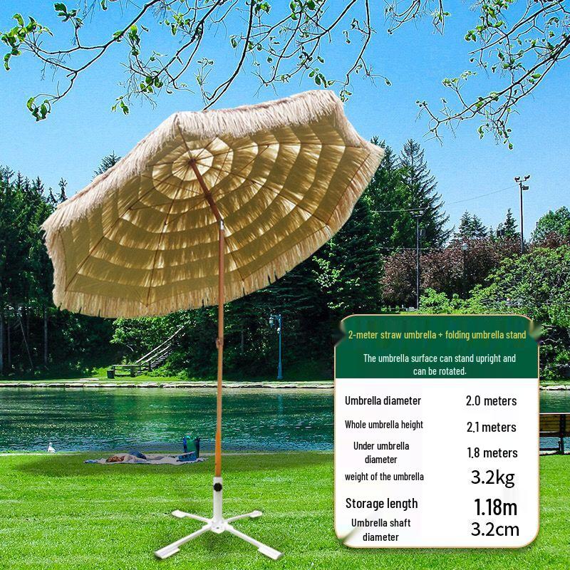 Imitation Thatch Outdoor Sunshade Umbrella - Garden, Courtyard, and Photography Decor Prop