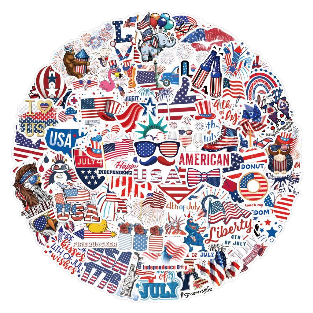 110 New Independence Day Graffiti Stickers Decorate Suitcase Water Cup Stickers