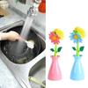 Long Flower Handle Pan Brush Storage Bottle Cleaner Creativity Decoration Tool