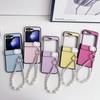 Applicable To Samsung ZFlip5 Mobile Phone Case, Lychee Pattern Zflip4 Bracelet, Camellia Back Cover Case, Protective Case Zflip3.