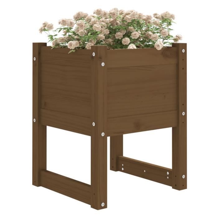 822114 vidaXL Planters 2 Pcs Honey Brown 40x40x52.5 Cm Solid Pine Wood