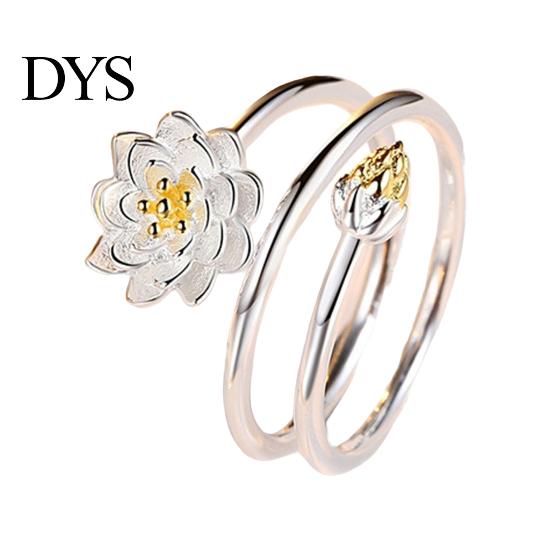 Smooth Women Ring Exquisite Double-layer Lotus Shape Opening Adjustable Lady Circlet Gift Knuckle