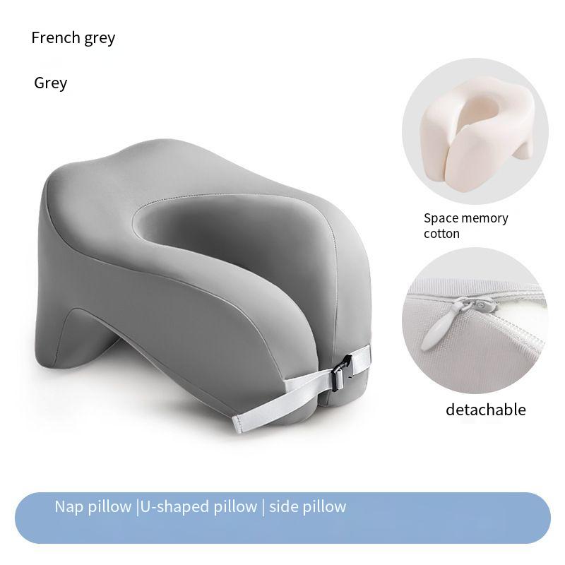 

U Shaped Memory Foam Neck Pillow for Driving Students Portable Travel Pillow Cervical Protection Office Napping Neck Support сірий колір