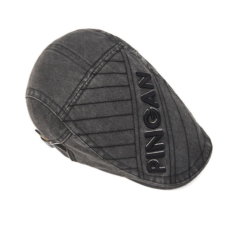 Forward Hat Men's Spring Summer British Vintage Peaked Cap Letter Embroidered Beret Sun Hat Newsboy Hat