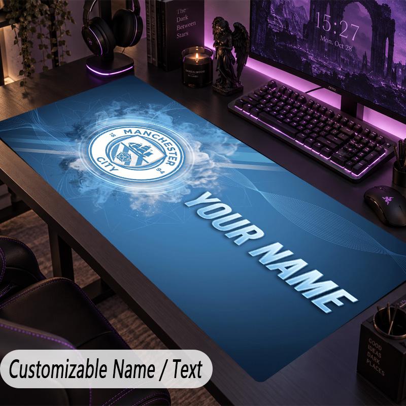 Custom Text Big Mousepad, Extended Desk Pad For Laptop Work GameManchester City