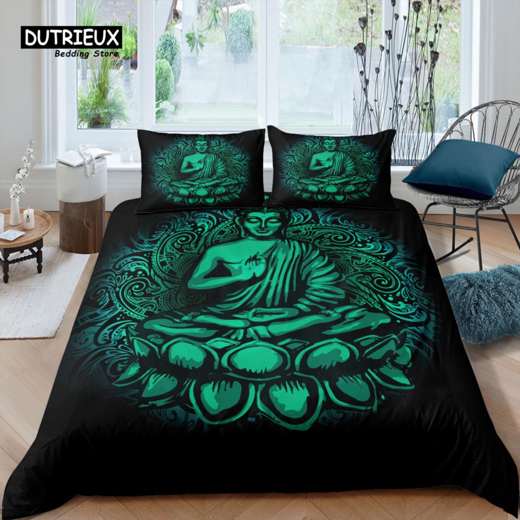 

Home Living Luxury 3D Buddha Bedding Set Girls Duvet Cover Set Pillowcase Kids Bedding Set Queen and King EU/US/AU/UK Size (135x200cm)