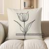 Home Decor Minimalist Black Tulip Pattern Throw Pillow Pattern Cushion Cover Suitable for Sofa Bedroom Car Pillow Cover