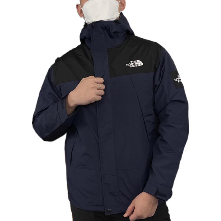 THE NORTH FACE Urban Exploration Multicolor Hooded Fleece Lined Waterproof Jacket Unisex Navy Blue NI3BN62K