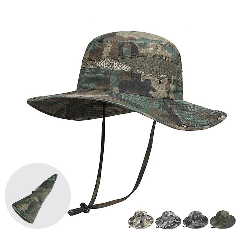 Outdoor Camouflage Foldable Bucket Hats For Women Men Summer New Mesh Sunhat Sunshade Visor Sport Climbing Fishing Hat Beach Cap