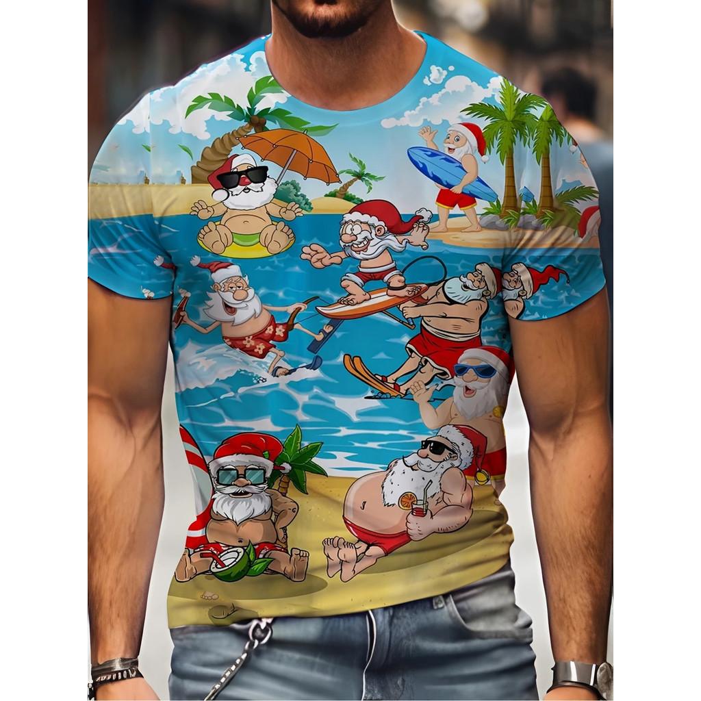 2026 Vánoční 3D tištěné tričko Kreslené grafické tričko pro muže Sobí Cukroví Grafická trička Dárky Oversized tričko