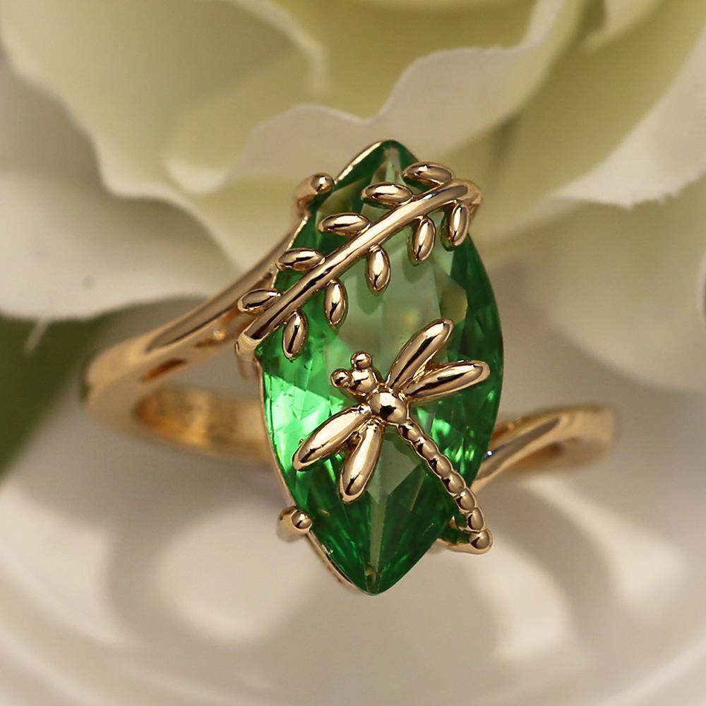 

Elegant Dragonfly Ring for Women Wedding Engagement Party Ring Jewelry 7 зелёный