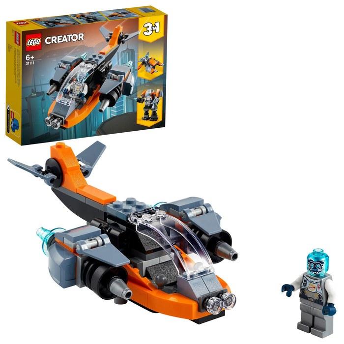 LEGO Creator Cyber Drone 31111 – Toy Block Set – Airplane – 6+ Years – Gray/Black/Orange