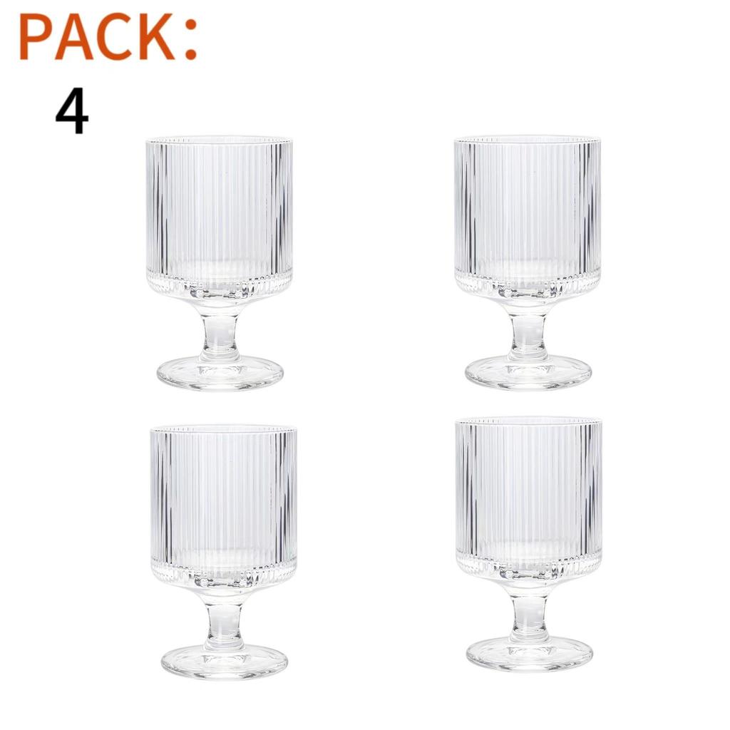 4pcs Vertical Striped Glass Cups Water Cup Iced Coffee Cups Dessert Glasses For Juice Milk Tea Ice Cream And More Summer Winter Drinkware