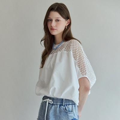 Loose FiT ShorT Sleeve T shirT Mesh Color Block Zf08qb010na