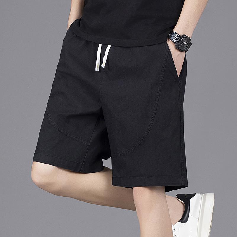 Men s Casual Linen Blend Drawstring Shorts Elastic Waist Lightweight Bottoms M чёрный