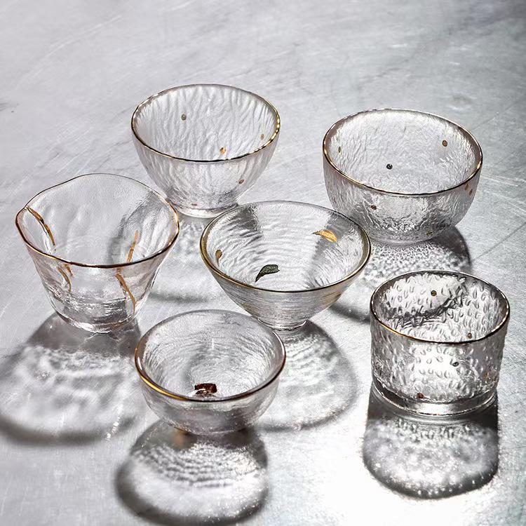 Japanese Crystal Glass Kung Fu Tea Cup with Gold Painting - Small Tasting Bowl