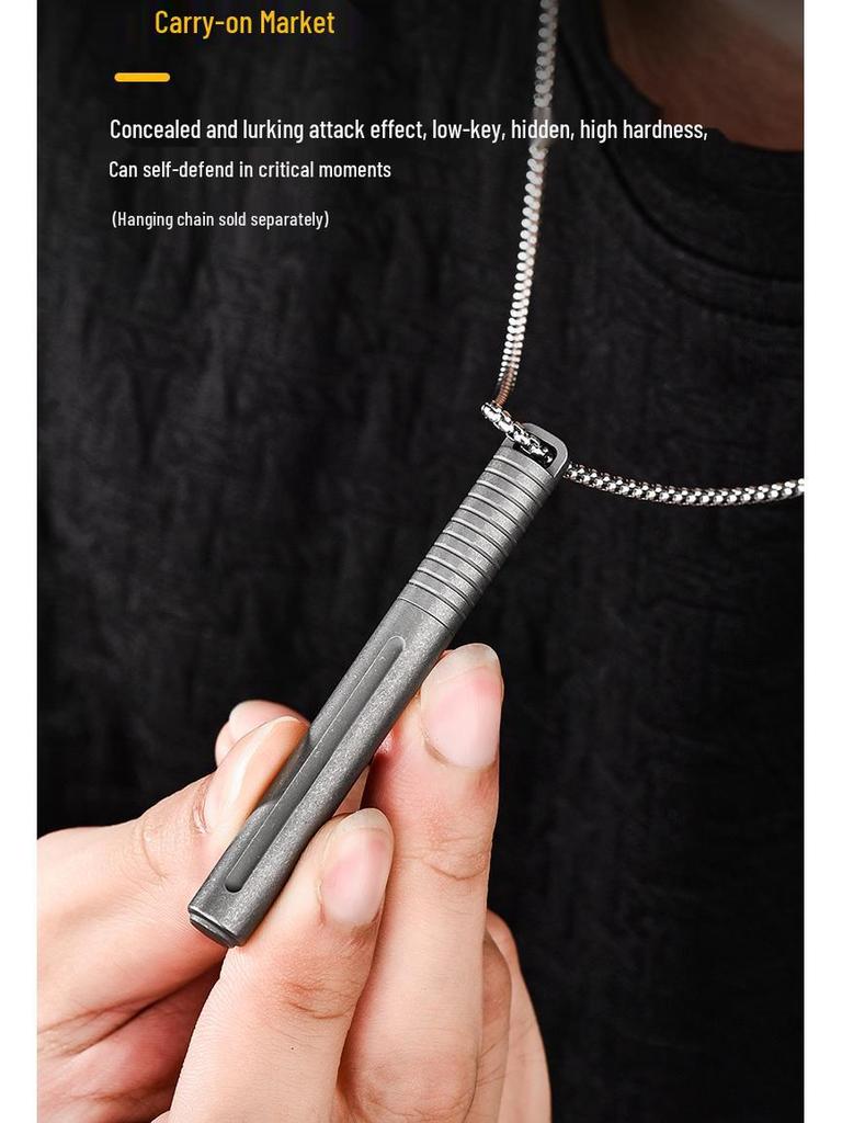 Pix Tactic EDC din Aliaj de Titan - Scurt cu Clip de Talie pentru Exterior, Stilou cu Bilă pentru Autoapărare, Unisex