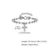 Silver Color Rosary Beads Chain Cross Pendant Bracelets, Stainless Steel Wristband Bracelet, Jewelry for Men Father's Day Gift
