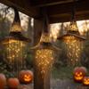 Trick or Treat Feest Attributen Verlichte Heksenhoed Hangende Halloween Decoratie, LED Gloeiende Tovenaar met Feestelijke Ornamenten Ster Kwastjes Slingers, Binnen
