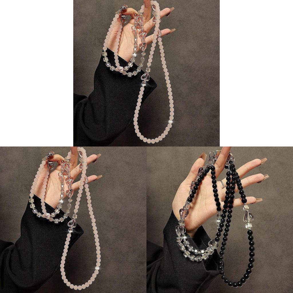 Fashion Heart Beaded Pvc Phone Lanyard With Crossbody Strap For Women And Men
