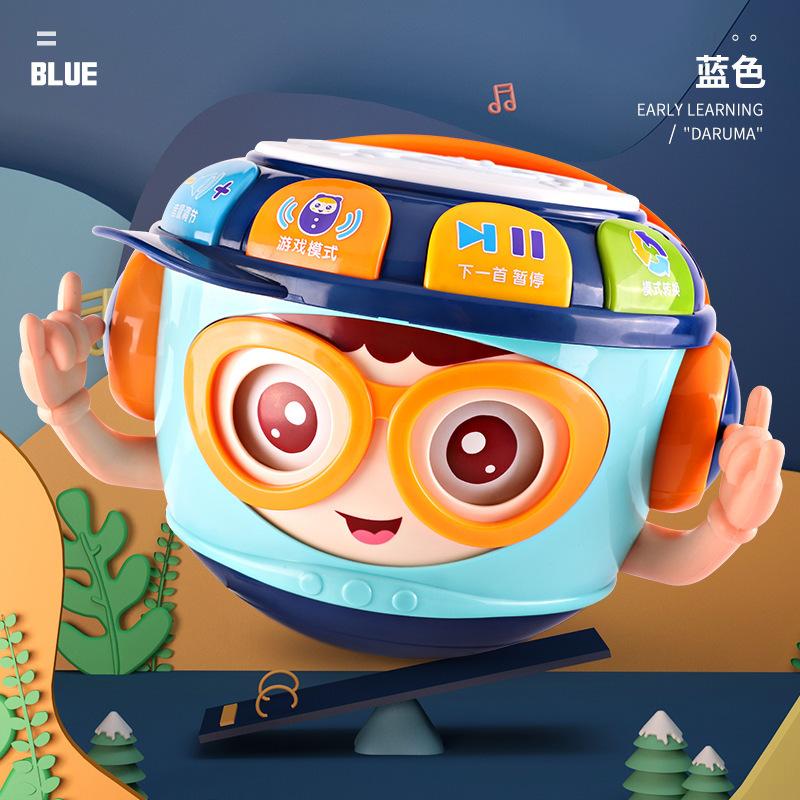 

Baby Educational Toys Hand Drum 0-1-2 Years Old Children s Music Projection Early Education Tumbler Boy and Girl Toys. синий