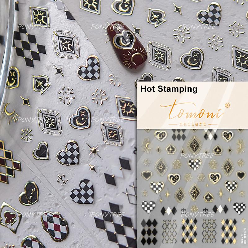 Lovely Strawberry Cherry Bowknot Lace Crystal Rhinestone Line Rococo Chic Adhesive Nail Art Sticker Manicure Decals