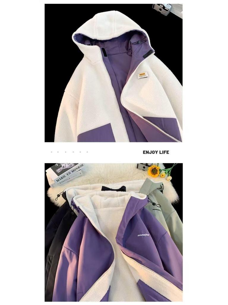 Men's Trendy Cotton Jacket with Lamb Fleece - 2025 New Fall/Winter Double-Sided Thickened Coat