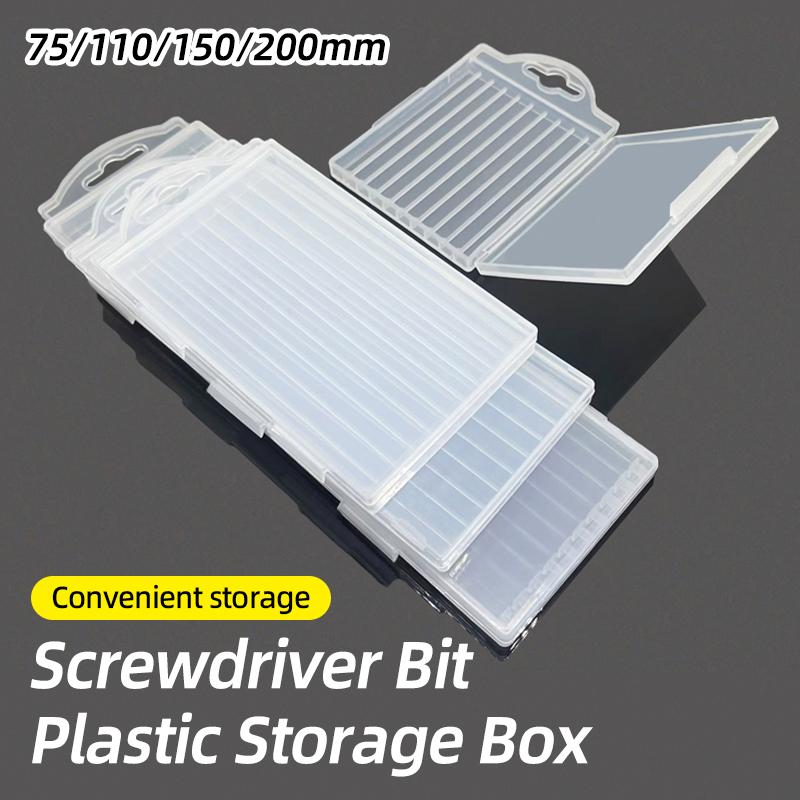 10-Grid Screwdriver Bit Storage Box Plastic Case 1/4" (6.35mm) Hex Shank 75/110/150/200mm Bits Tool Packing Parts Container