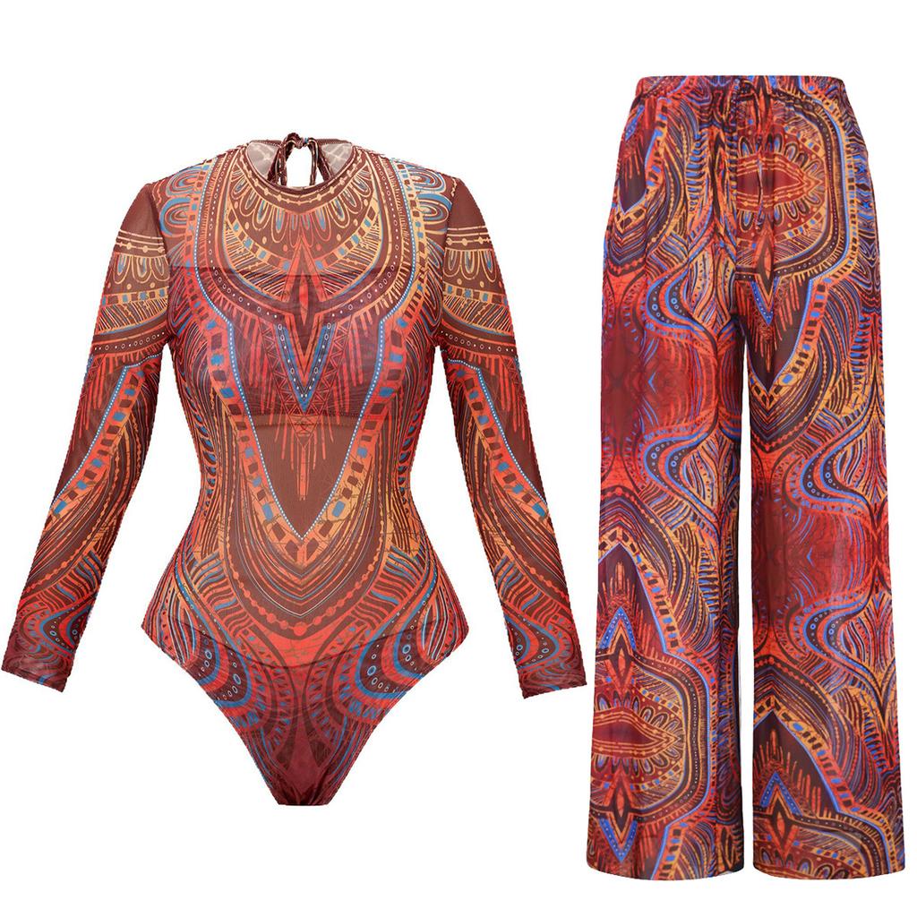 Intelligenter Badeanzug Russischer Stil Damen Sonnenschutz Einteiliger Badeanzug mit langen Hosen