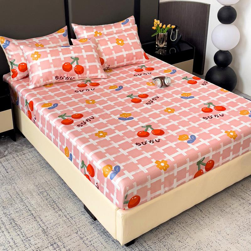 Saltea nouă imprimată din mătase de gheață, covoraș din mătase de gheață, husă protectoare de saltea antiderapantă, covoraș moale pentru aer condiționat de vară, saltea