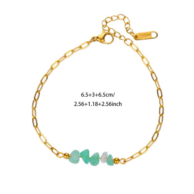 Bohemian Bracelet Women's Niche High-end Imitation Agate Irregular Gravel Summer Stainless Steel Bracelet