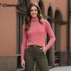Cinemore Women's Sweater Solid Oversize Casual Pullovers Shirt Warm High Neck Basic Knitted Jumper Cashmere Bottoming Top
