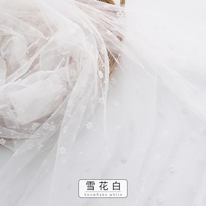 150x100cm/200cm Snowflake Flocked Mesh Fabric For Dresses,Women's Clothing Decoration, Window Screens Handmade DIY Fabric TJ5103