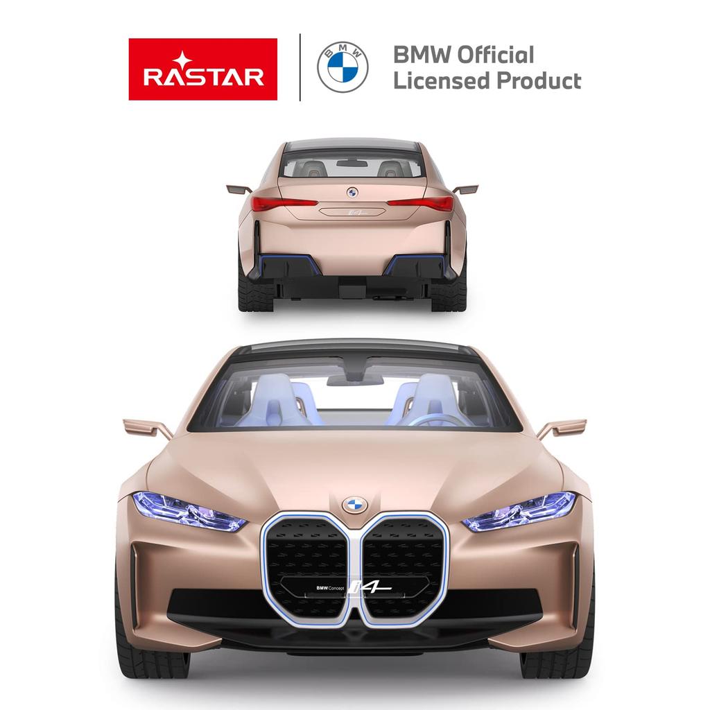 RASTAR 114 Scale BMW i4 Concept RC Model Car with LED Interior Lights, Illuminating Headlights and Taillights, Manually Openable Left and Right