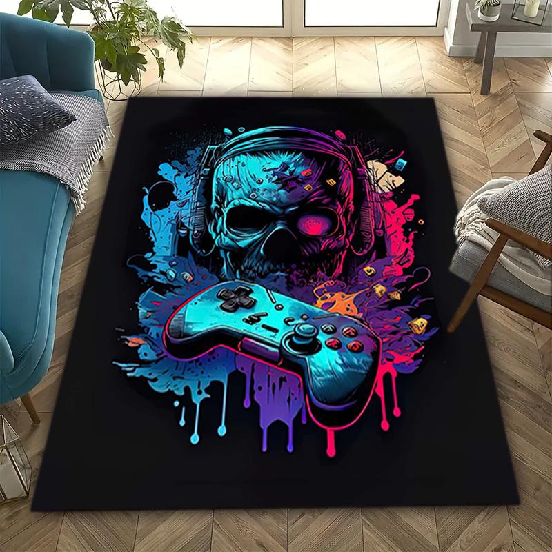 1 STKS Schedel Donker Gotisch Patroon Bedrukte Tapijt Vloerkleed voor Woonkamer Slaapkamer Huis Bank Decoratie, Antislip Vloermat Vloermat
