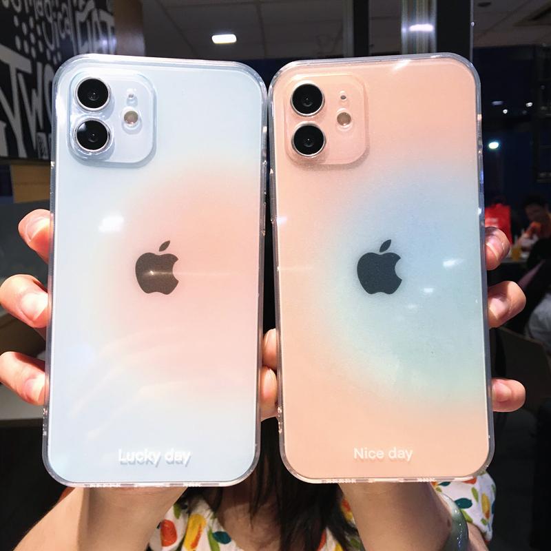 Colorful Gradient Transparent Phone Case For iPhone 16 Pro Max 15 14 13 12 11 X XS XR 7 8 Plus Fashion Simple Shockproof Cover