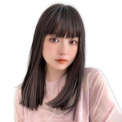 Inner With Wig [Brightlara] Wig, Medium, Full, Semi-Long, Women's, Color, Blonde, Bangs, hf1780-GRE