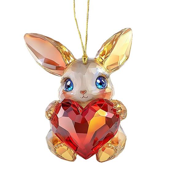 

День святого Валентина Мультяшный животный орнамент Милый кот собака кролик держащий сердце брелок Акриловый аксессуар для зеркала заднего вида автомобиля 4