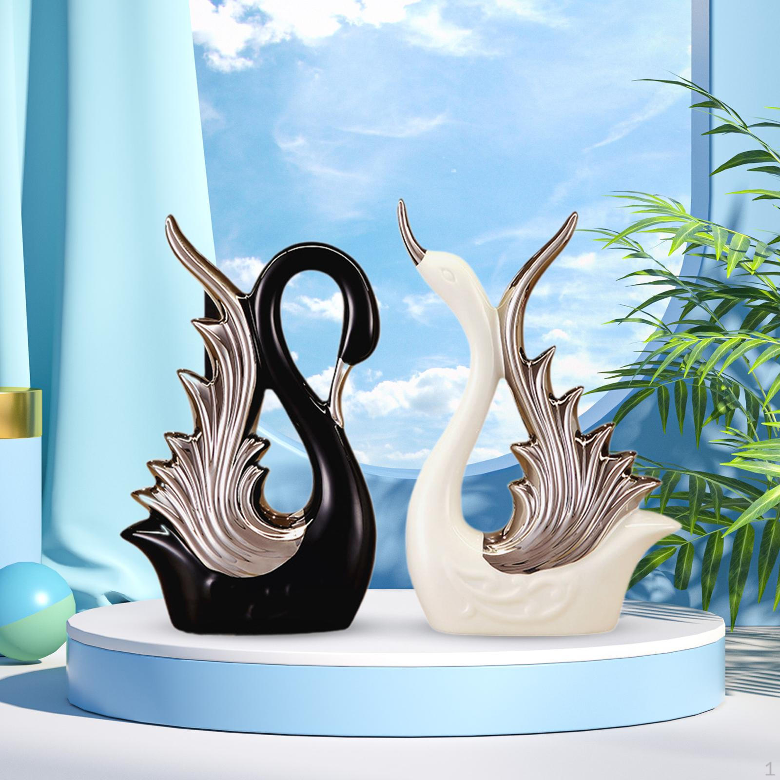 

2 шт. фигурки лебедя, статуи, керамическая скульптура, стол, художественное ремесло, орнамент, статуя для полки Style A