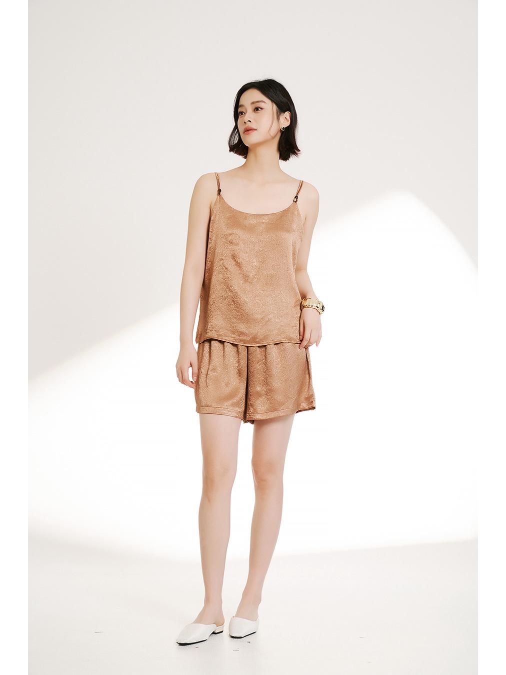 

Retro Chinese-Style Summer Spaghetti Strap Tank Top - Versatile Women s Plain Color Base Layer One Size