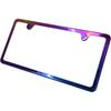 Two Holes Slim License Plate Frame Neo Chrome Aurora Electroplating Burnt Titanium Mirror Chrome Universal Fit Anti Rust Metal Screw On Cap Cover,