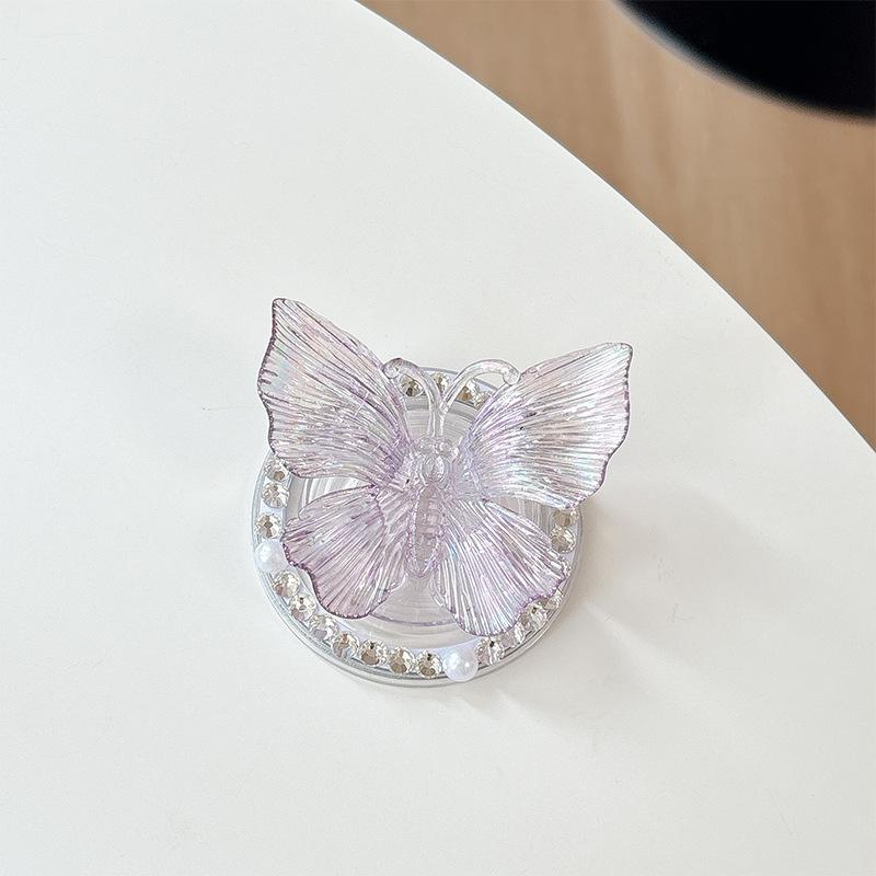 Three-Dimensional Colorful Butterfly Mobile Phone Airbag Bracket Magnetic Paste Flash Powder Wind Ring Desktop Watching Drama